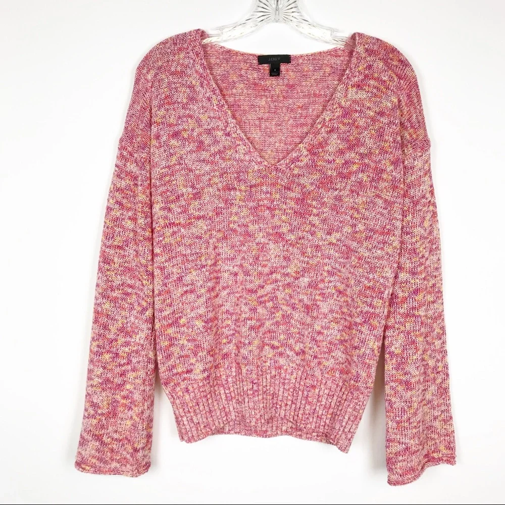 J. Crew‎ Flared Sleeve Marled Swing Sweater V-Neck